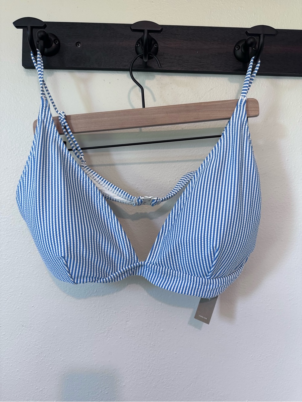 NEW J.Crew Striped Blue & White swim bikini top - Lightweight Seersucker Size 2X